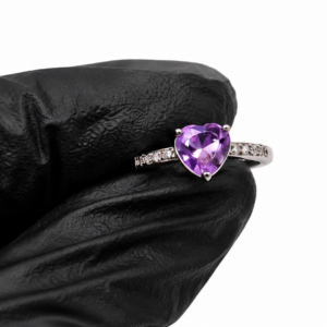 ANILLO Cœur d'Améthyste PLATA 925 CON AMATISTA TALLA CORAZON 5X5