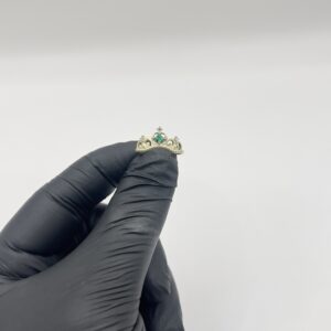 ANILLO CORONA ESMERALDA ORO 18K ESMERALDA NATURAL 2mm X 2mm y DIAMANTES 1mm VVS1