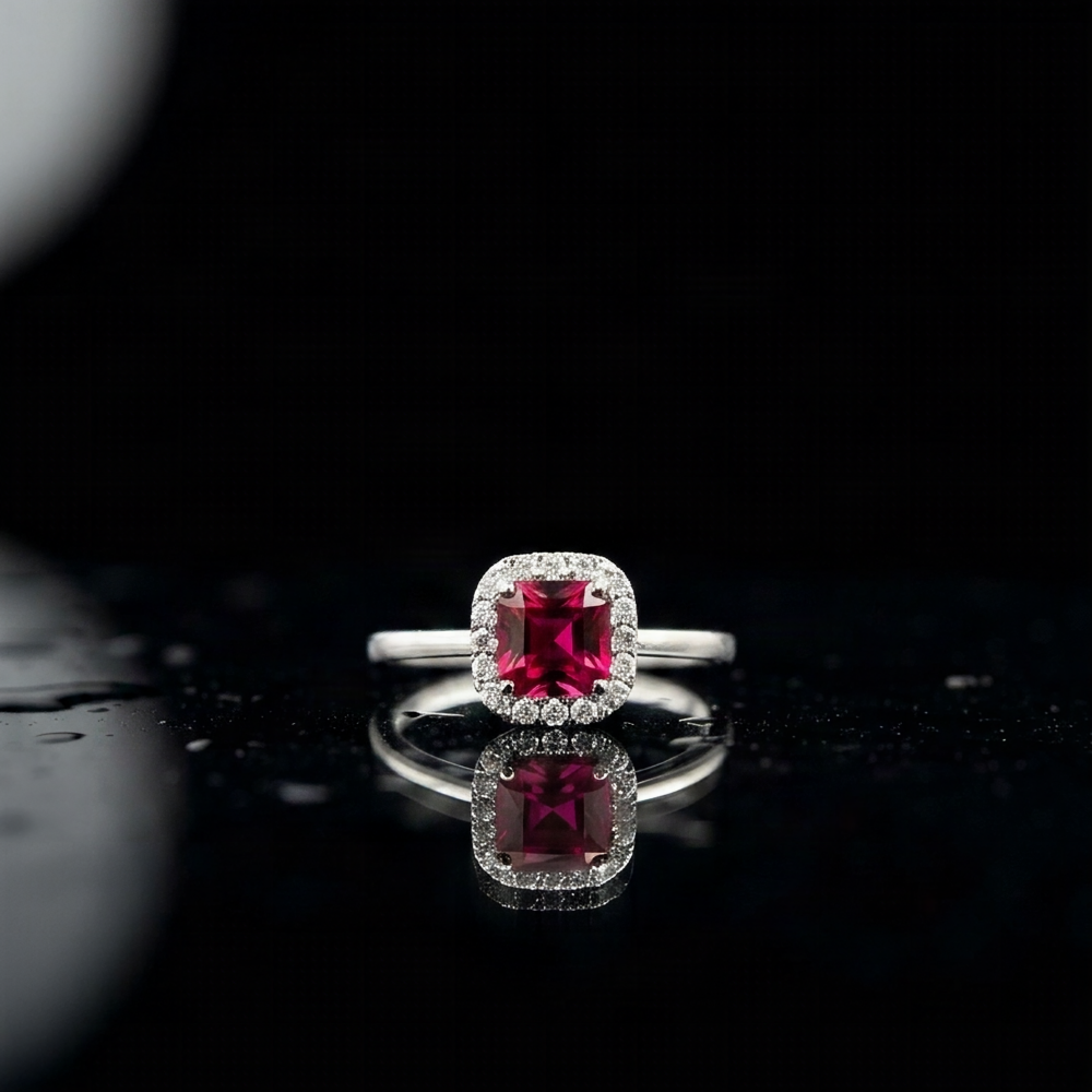 Anillo Corona Carmeci con Rubí de Laboratorio de 1.7 ct en Plata 925