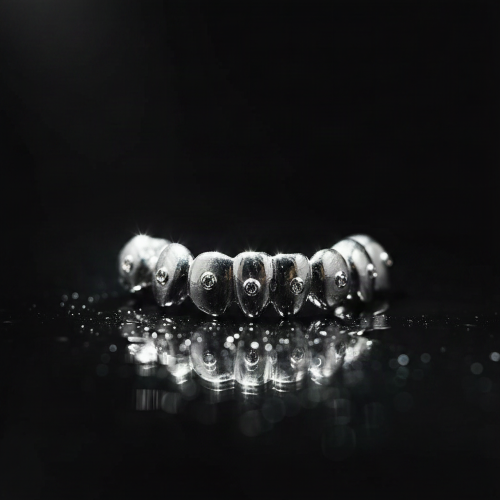 Grillz Majesté en Plata con Diamantes de Laboratorio
