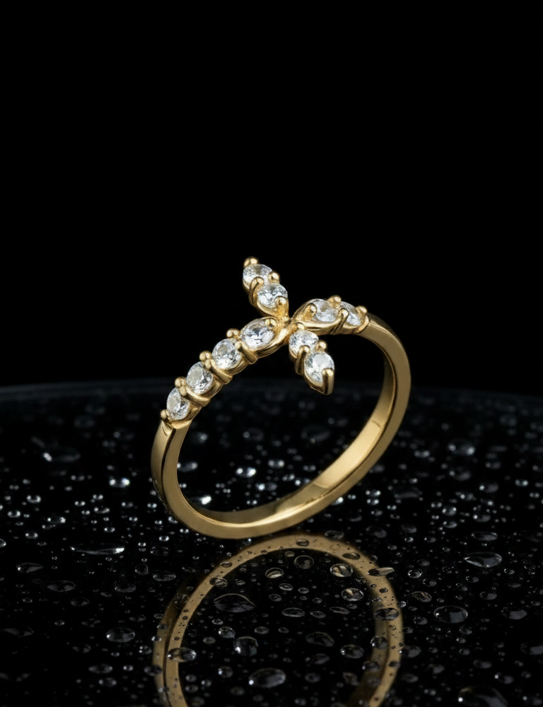 Anillo Croix d’Azur en Oro 18k con Zircones Azules
