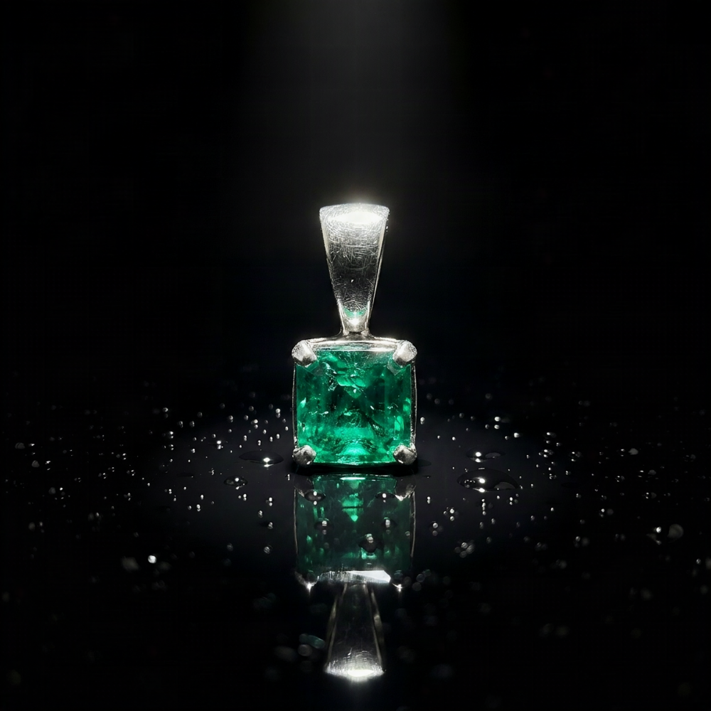 Dije de Esmeralda Clásico para Dama – Esmeralda Natural 5×5 mm de 0.57 ct
