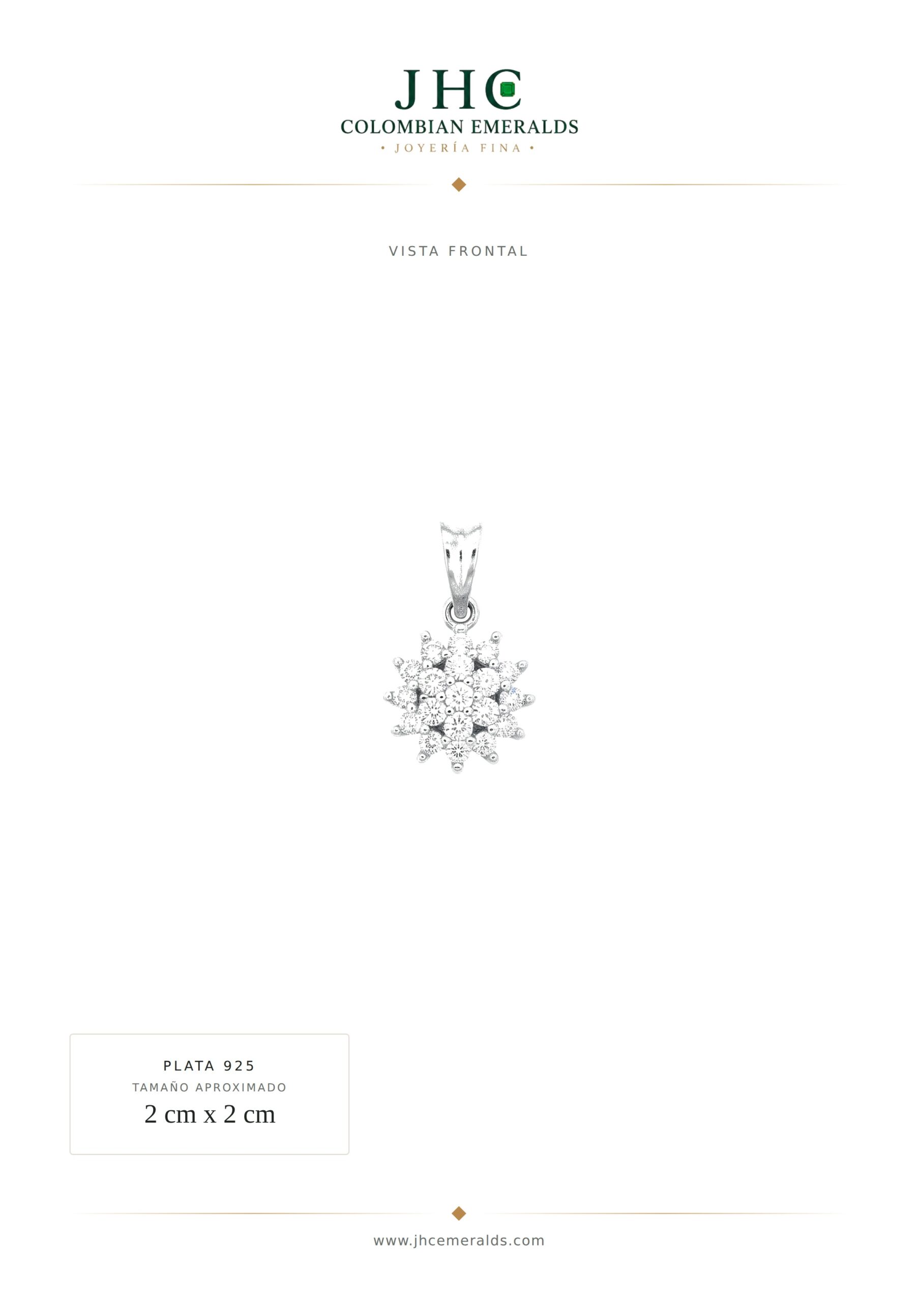 Mayorista DIJE-13 Dije tipo racimo floral con pave, ya armado, plata 925