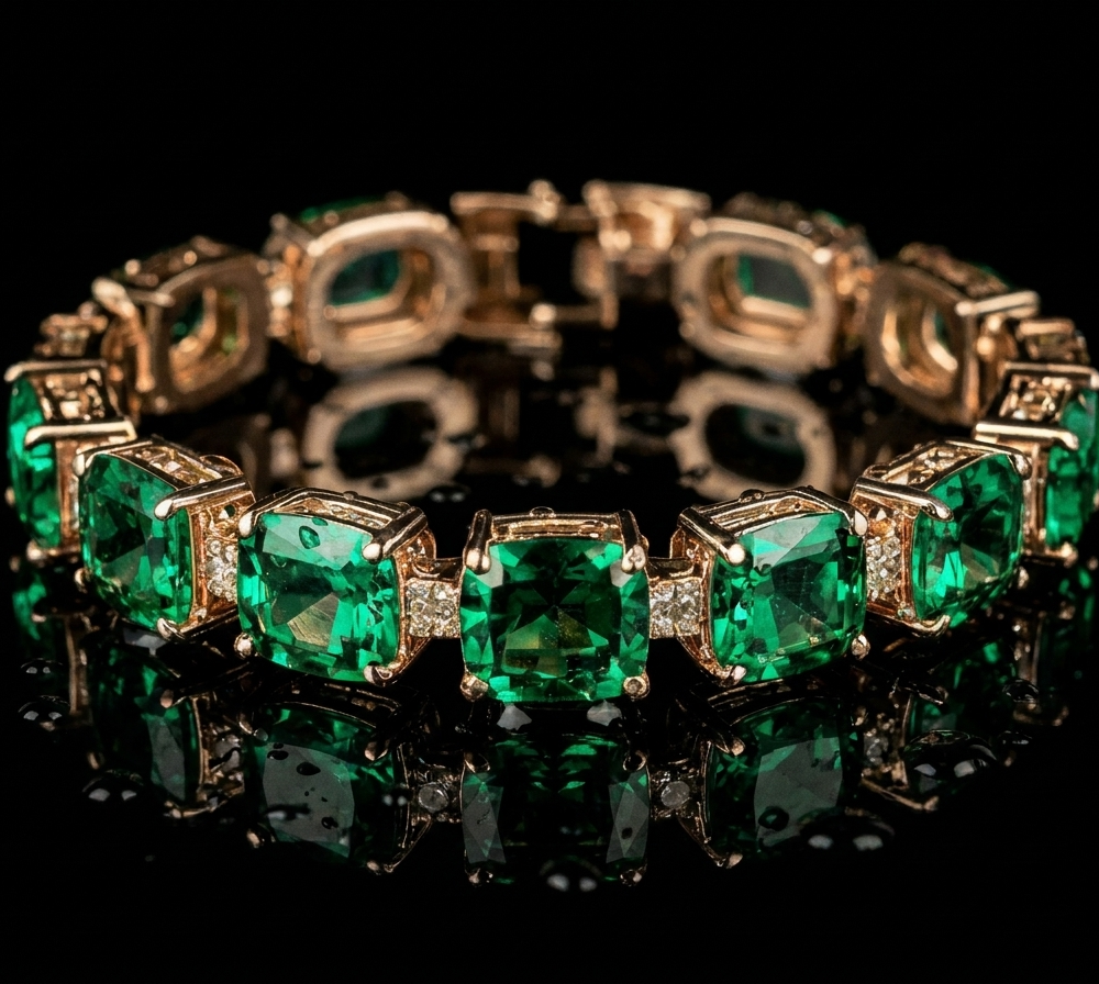 Anillo Cascade d’Émeraude con Esmeraldas Naturales Colombianas en Oro Amarillo 18k